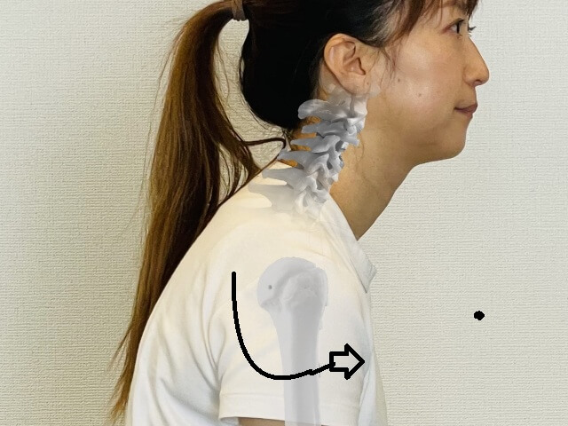 猫背で巻き肩の女性
